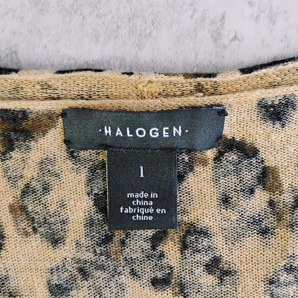 Halogen Linen Blend Leopard Print Long Line Open Front Cardigan Plus Size 1X - Picture 7 of 11